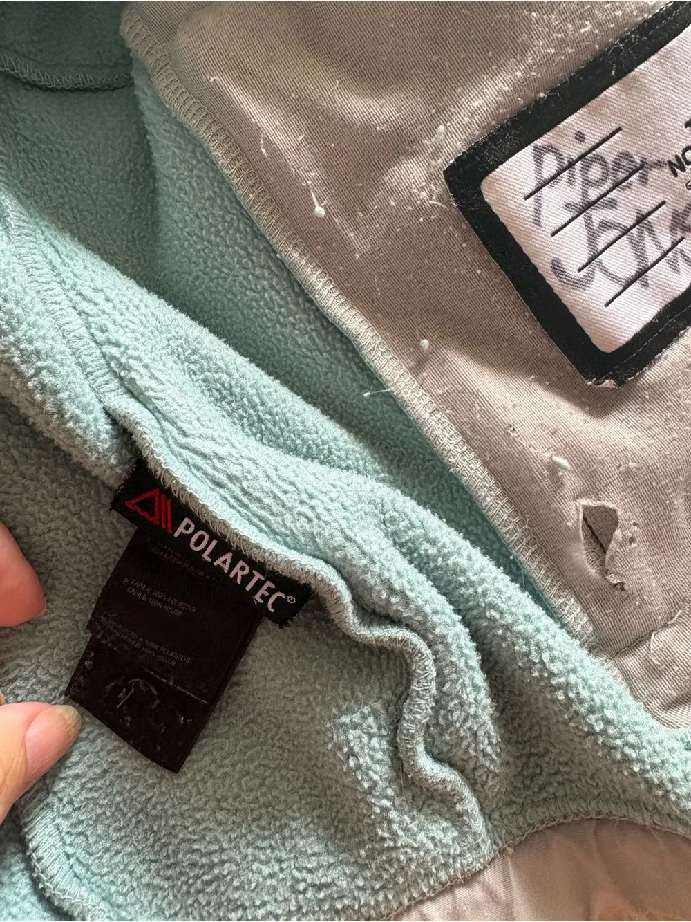 The North Face PolarTec Full Zip Fleece Jacket Blue & Gray Girls Medium Kids
